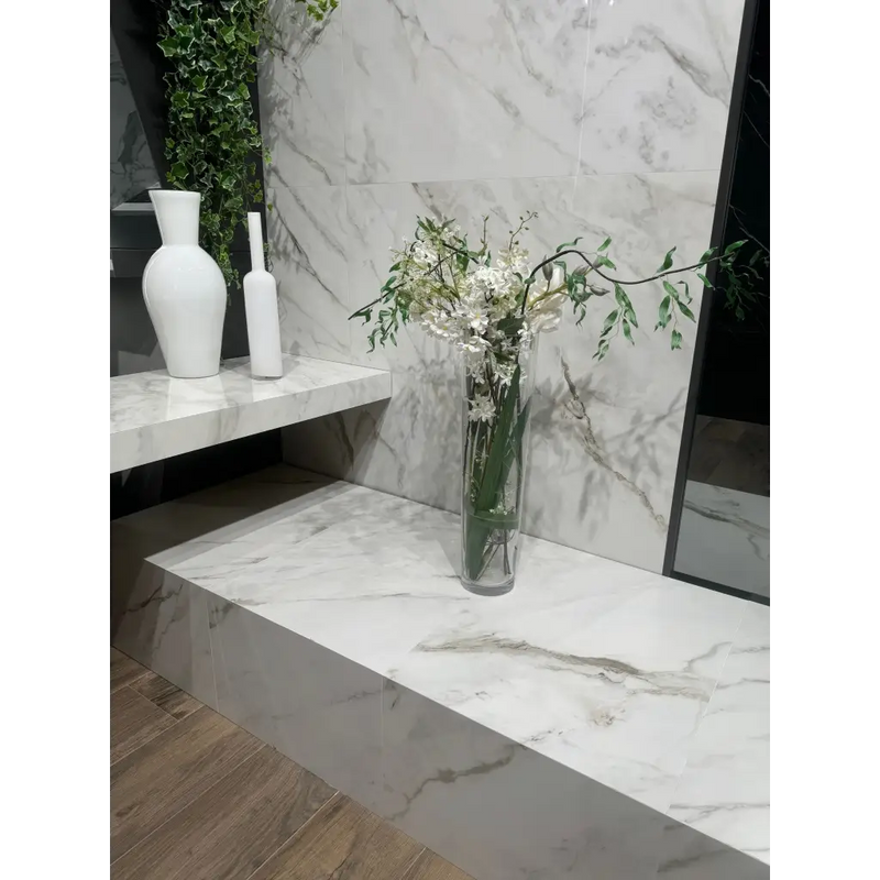 Witte marmerprint geglazuurde tegels Fontana gepolijst 60x120 rett