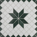 Witte en donkergroene garda 30x30 cm vloertegels met opvallend starburst mozaïekpatroon voor wandtegels