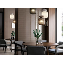 Moderne eetruimte met Gare Taupe Glans keramische wandtegel en subtiele glanzende afwerking