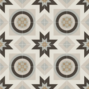 Geometrische patronen tegel met ster- en cirkelpatroon in zwart, beige en grijs