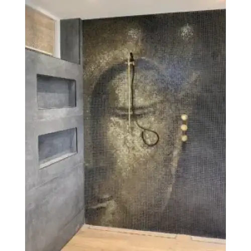 Mosaic shower wall met grote gezicht, GM31 Ultra Light Brown Soft Grain wandtegels