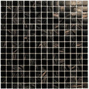 GM60 Black Gold Mix soft grain wandtegels met zwarte mosaic en witte swirl details