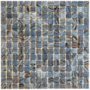 Square mozaïek tegels met blauwe, grijze en bruine swirling patroon gmg651 medium grey golden vein