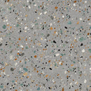 Kleurrijk terrazzo-patroon met stenen in Gobi Grigio 60x60 rett grijs beton