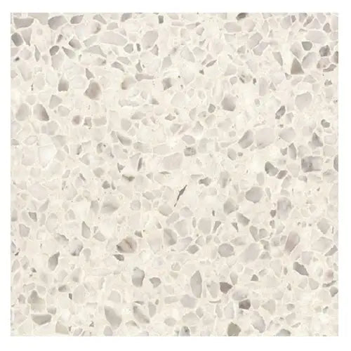 Terrazzo patroon met lichtbeige basis en grijze steentjes in Granito Ferrara 40x40