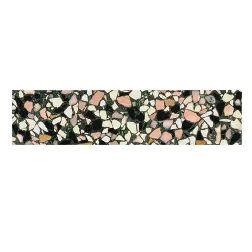 Rectangulaire terrazzo strip met zwart, roze en wit voor Granito Plint Livorno 40x7,5 cm