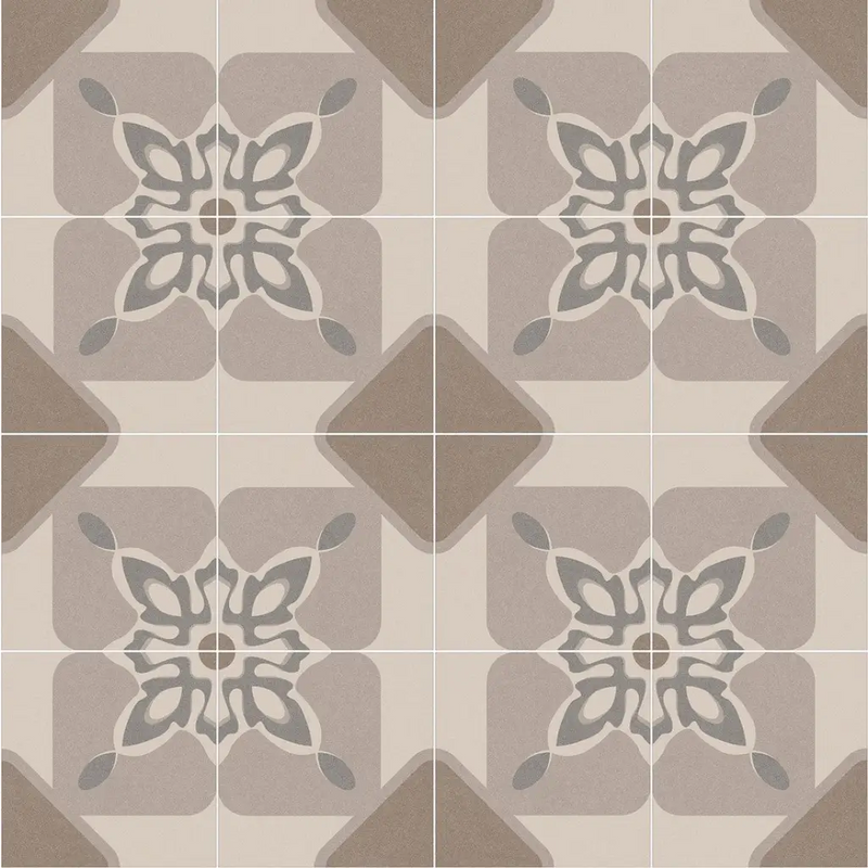 Repeating geometrisch abstract bloemenpatroon in beige en wit voor prachtige sfeer