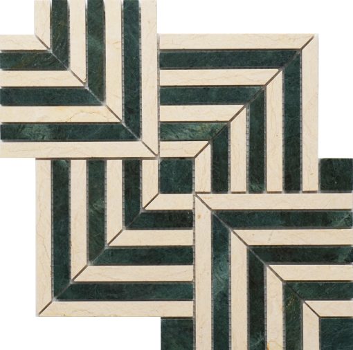 Groene marmer mozaïek met geometrisch patroon van Harlow Indian Green marble