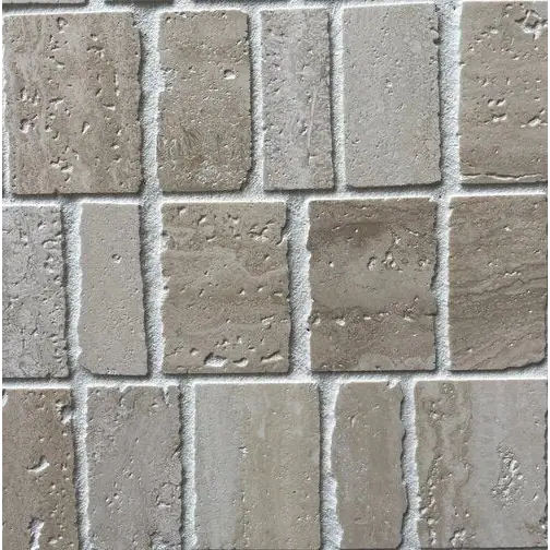 Light beige en tan Hazel Travertin vloertegels met mosaic tegels voor een stijlvolle look