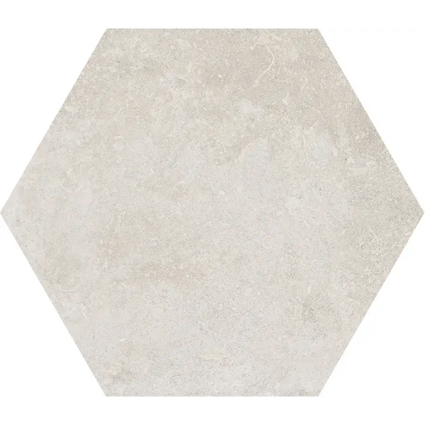 Hexagon Midtown Cream R10 N-Plus 15x17 met een gemarmerde, textuurachtige uitstraling