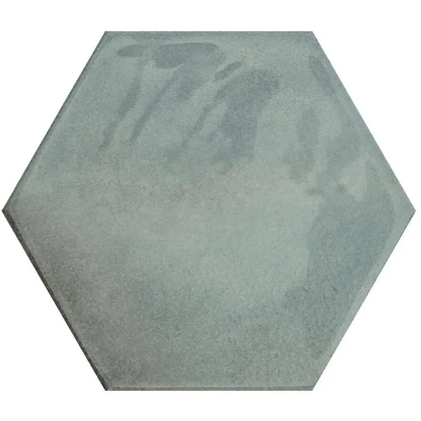 Hexagon Moon Green glans 16x18 paver tile in stylish gray concrete finish