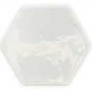 Hexagon Moon White glans 16x18 met subtiele grijze aders op witte marmeren tegel