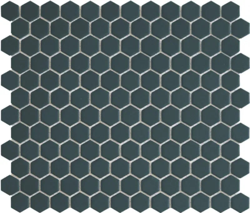 Dark teal hexagonale mozaïektegels met lichtgrijze voeg HM23710 Navy Blauw Matt R11