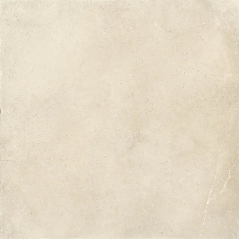 Lichte beige vierkante tegel met subtiel marmeren Hollstone Butter 60x60 rett