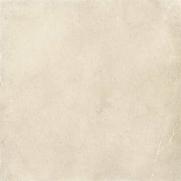 Lichte beige marmertegel Hollstone Butter 80x80 rett met subtiel aderen en matte afwerking