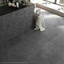 Donkere grijze slate vloer tegels met matte afwerking, Impact Graphite 60x60 rett