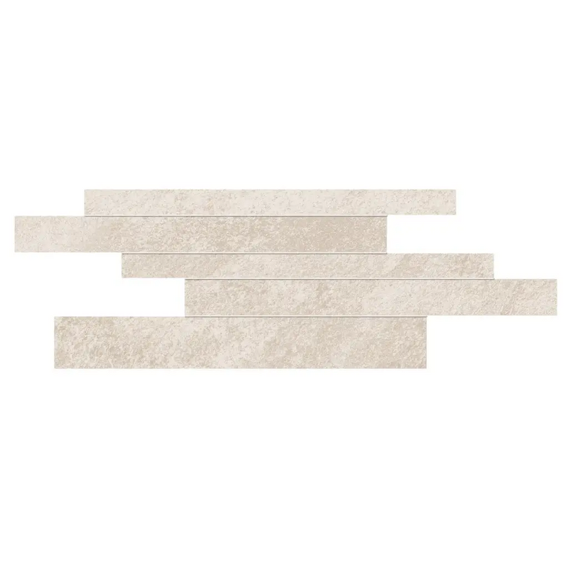 Lichte beige Impact Moon Brick stroken met natuursteen textuur, gestaggerd patroon