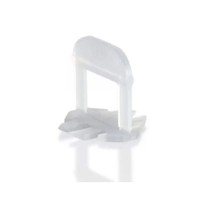 Witte plastic tegelniveau clip voor Jabo Levelling Systeem voetstukken in gebruik