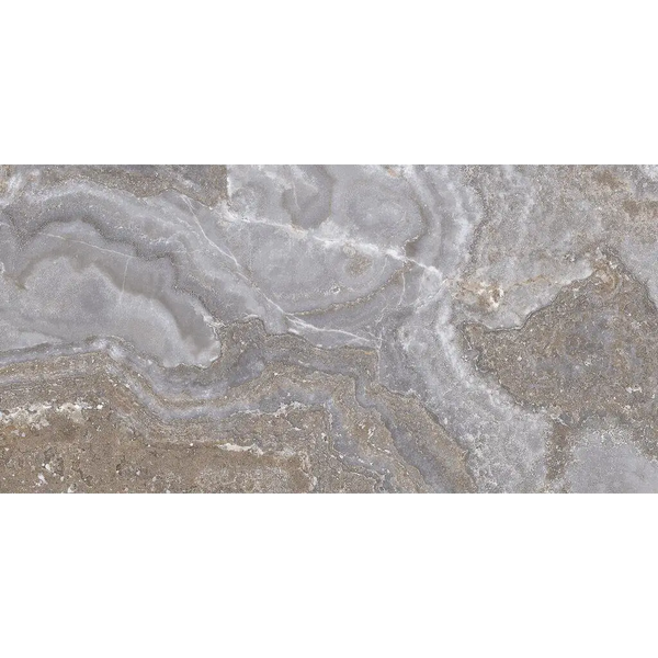 Polished marble slab with grey and brown patterns, perfect for Jewel Grey Pulido 60x120 Rett