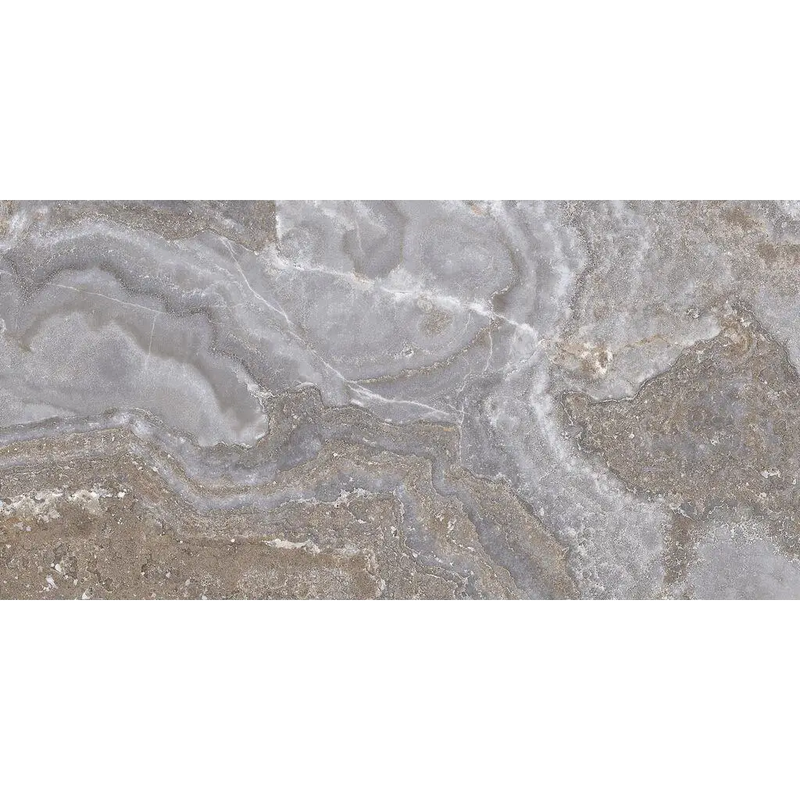 Polished marble slab with grey and brown patterns, perfect for Jewel Grey Pulido 60x120 Rett