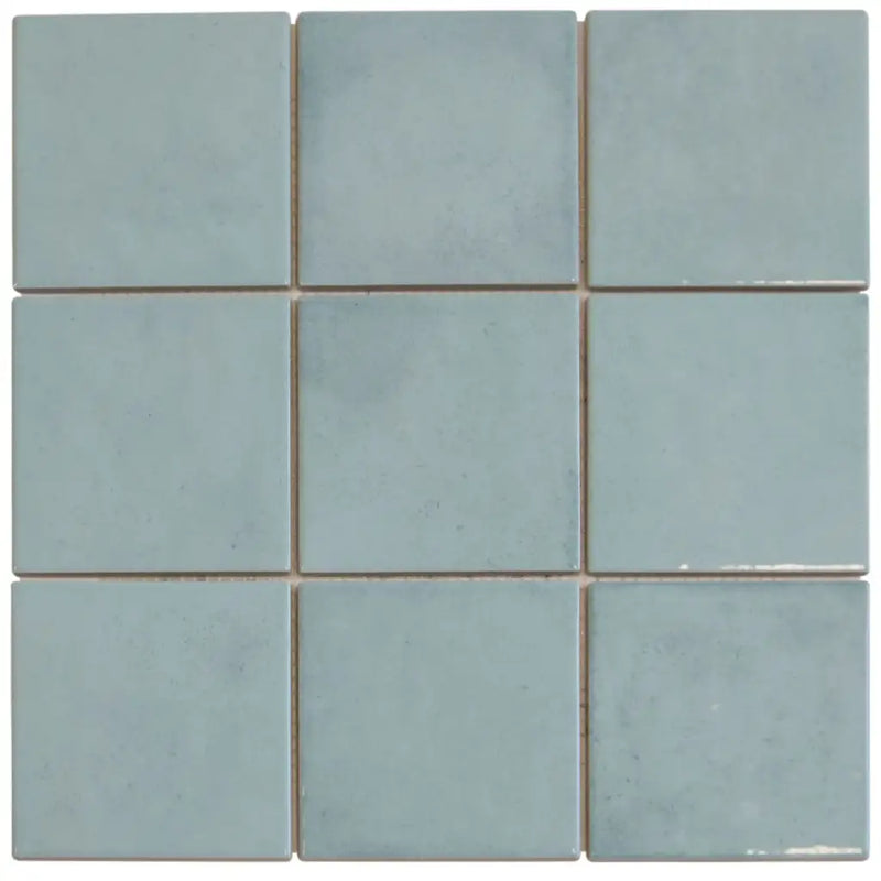 Lichtblauwe keramische tegels in 3x3 raster, Kasba Turquoise Glanzend, KAG10150