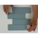 Vier parallel geschikte kalma poeder blauw 6x18,6 tegels in een mat afwerking