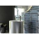 Moderne cilindrische RVS design wasbak met hoge kraan en Kalon Blue wandtegel 5x25 glans