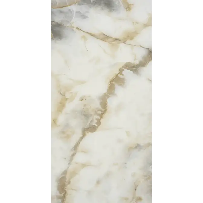 Kalsedon Glans 60x120 cm tegel met witte marmerlook, grijze aders en natuurlijke textuur