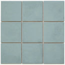 Negen pale blauw-groene keramische tegels in een 3x3 grid van KAM10050 Kasba Turquoise
