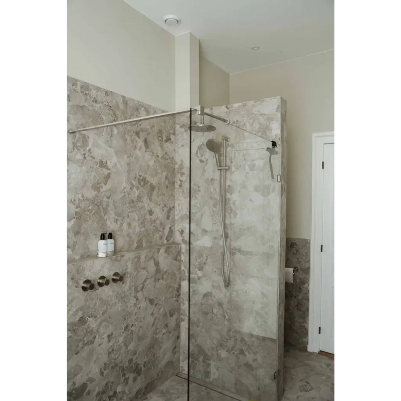 Glasdeur met chroom en marmer bij Larocca Natural Mat 60x120 rett