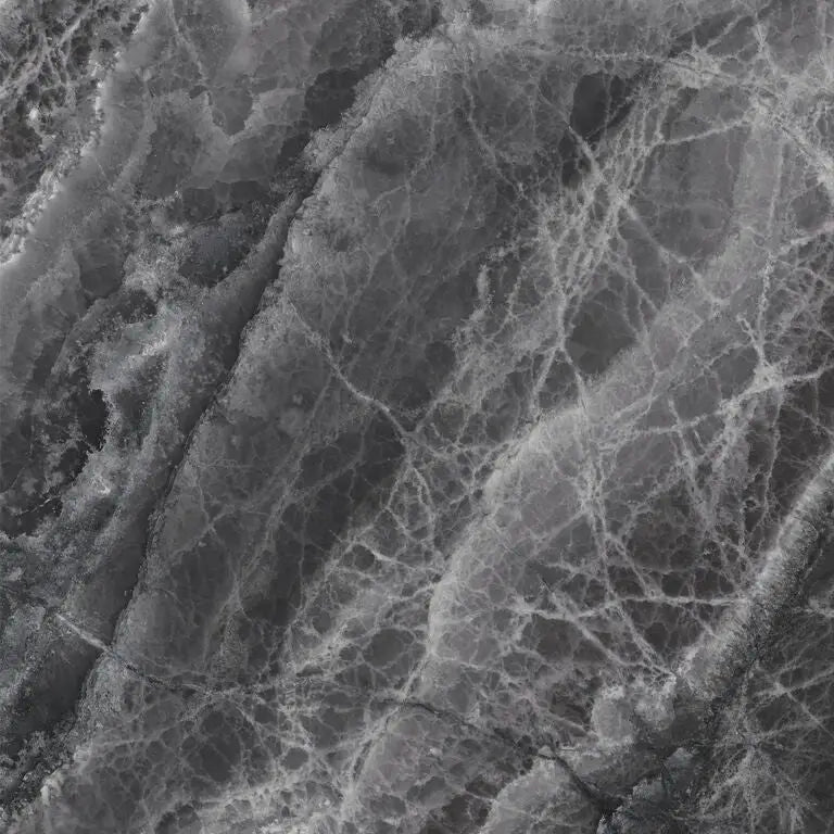 Donkere grijze lixium black marmeren tegel 120x120 rett met witte nerven en gepolijste afwerking