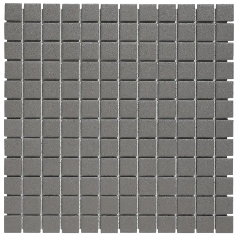 Matte grijze vierkante mozaïek tegels LO2315 Dark Grey R11 met lichte voeglijnen