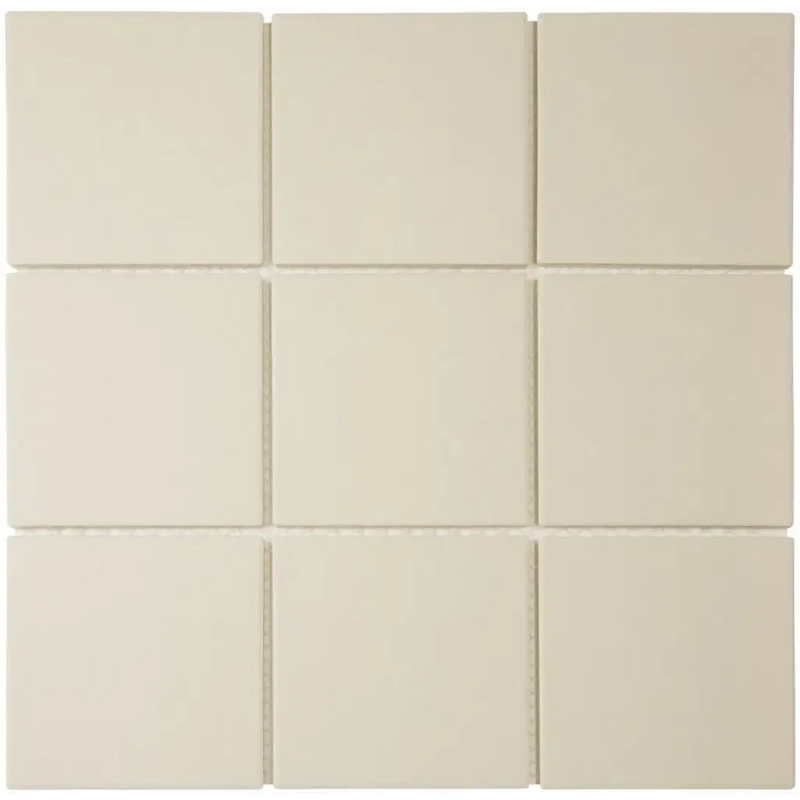 Matte beige vierkante mozaïektegel met subtiele textuur, Lo9510 White Matt R11