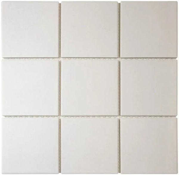Nine witte keramische tegels in grid voor LO9510S Super White Matt R11
