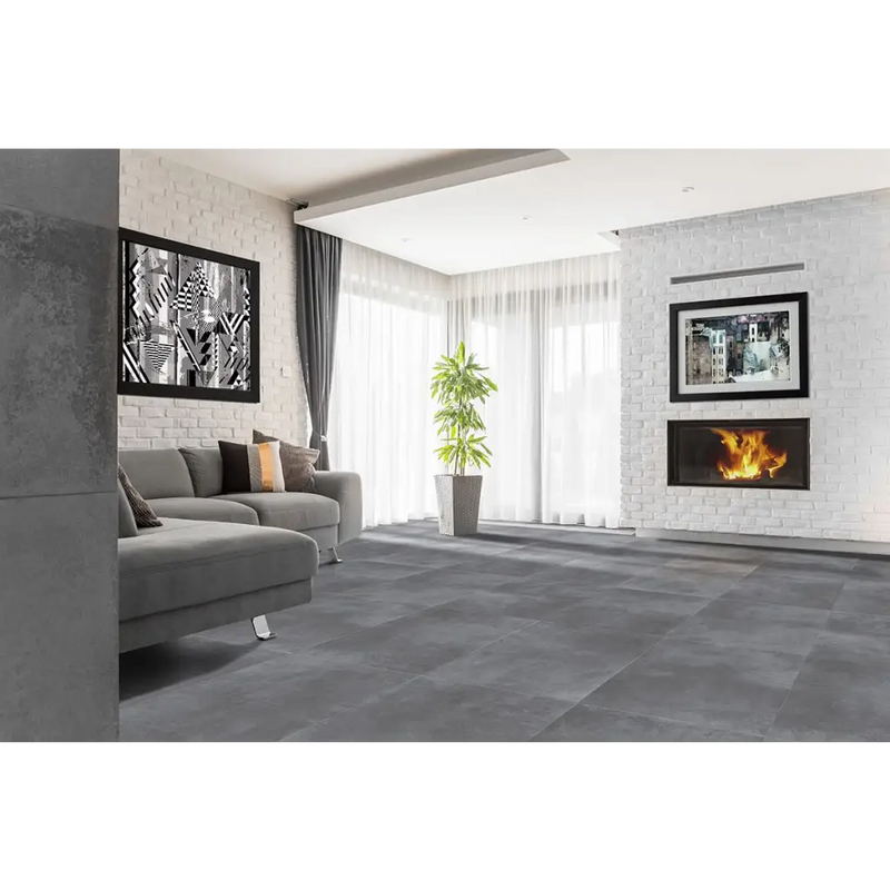 Moderne Loft Grey 60x60 rett hoekbank met kussens in een stijlvolle woonkamer