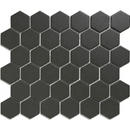 Dark grijze hexagonale mozaïektegels met lichte voeg, perfect past bij LOH1017 Black Matt R11