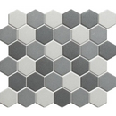 Hexagonale mozaïek tegels in verschillende tinten grijs en wit voor LOH10MIX1 Dark Grey Mix Matt R11