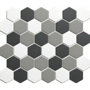 Hexagonale mozaïek tegels in wit, lichtgrijs en donkergrijs voor LOH10MIX3 Contrast Mix Matt R11
