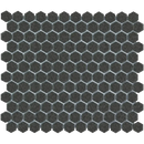 Dark grey hexagonale mozaïek tegels met lichtgrijze voeg, LOH2017 Black Matt R11
