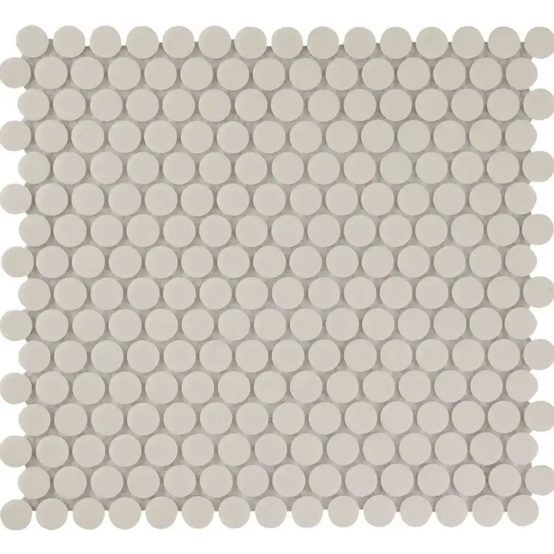 Matte off-white penny round mosaic tiles LOP2010 White Matt R11 voor je project