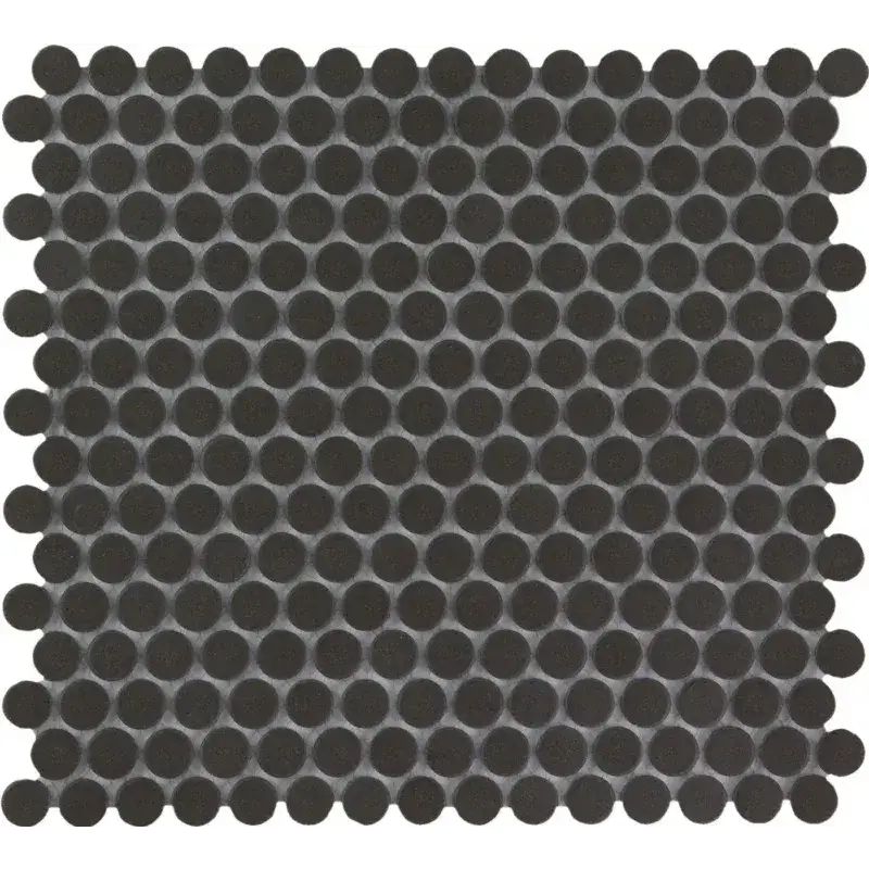 Matte zwarte penny rond mozaïektegel LOP2017 Black Matt R11 voor een strakke look