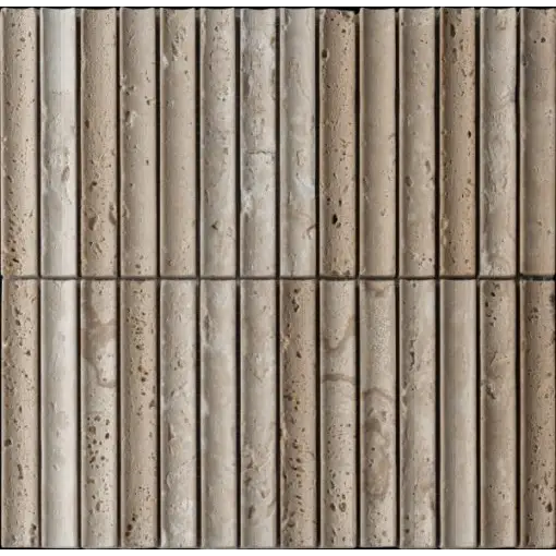 Lulu Travertin vloertegels met ruwe textuur en lichtbruine fluwelen tegels