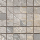 Grey marble mosaic tiles in a square grid, perfect for Luxury Mozaiek Beige Gepolijst 5x5