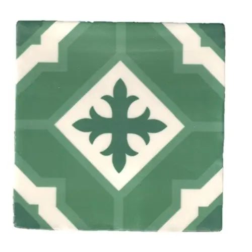 Groene en witte keramische tegel met bloemenpatroon van Madelaine Decor-27 13x13