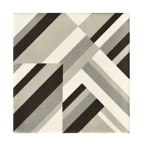 Abstract geometrisch patroon met diagonale zwart-wit-grijze strepen, Madelaine decor-6 13x13