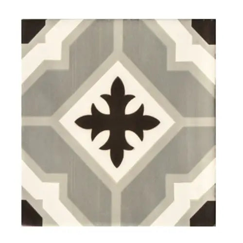 Geometric tile pattern with black cross in diamond for Madelaine Decor-7 13x13