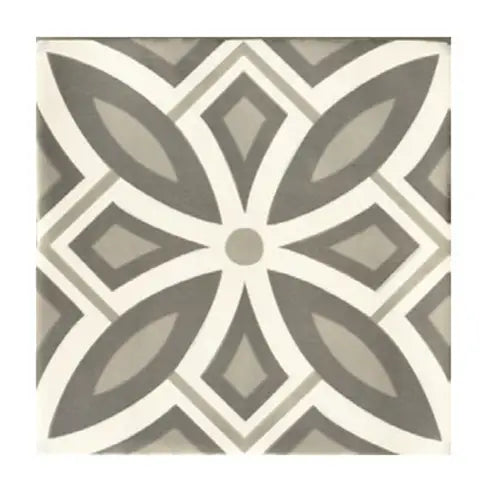 Geometric floral patroon in grijs en wit van Madelaine Decor-9 13x13 cm