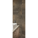 Moderne zwevende wastafel met witte gootsteen en houtlook kast, Magnetische Brons 60x60