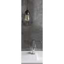 Moderne geometrische hanglamp met zwart draadframe en zichtbare lamp in Magnetisch Donkergrijs