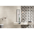 Moderne badkamer met Maku Light wandtegel 25x75 rett en zwevende wastafel